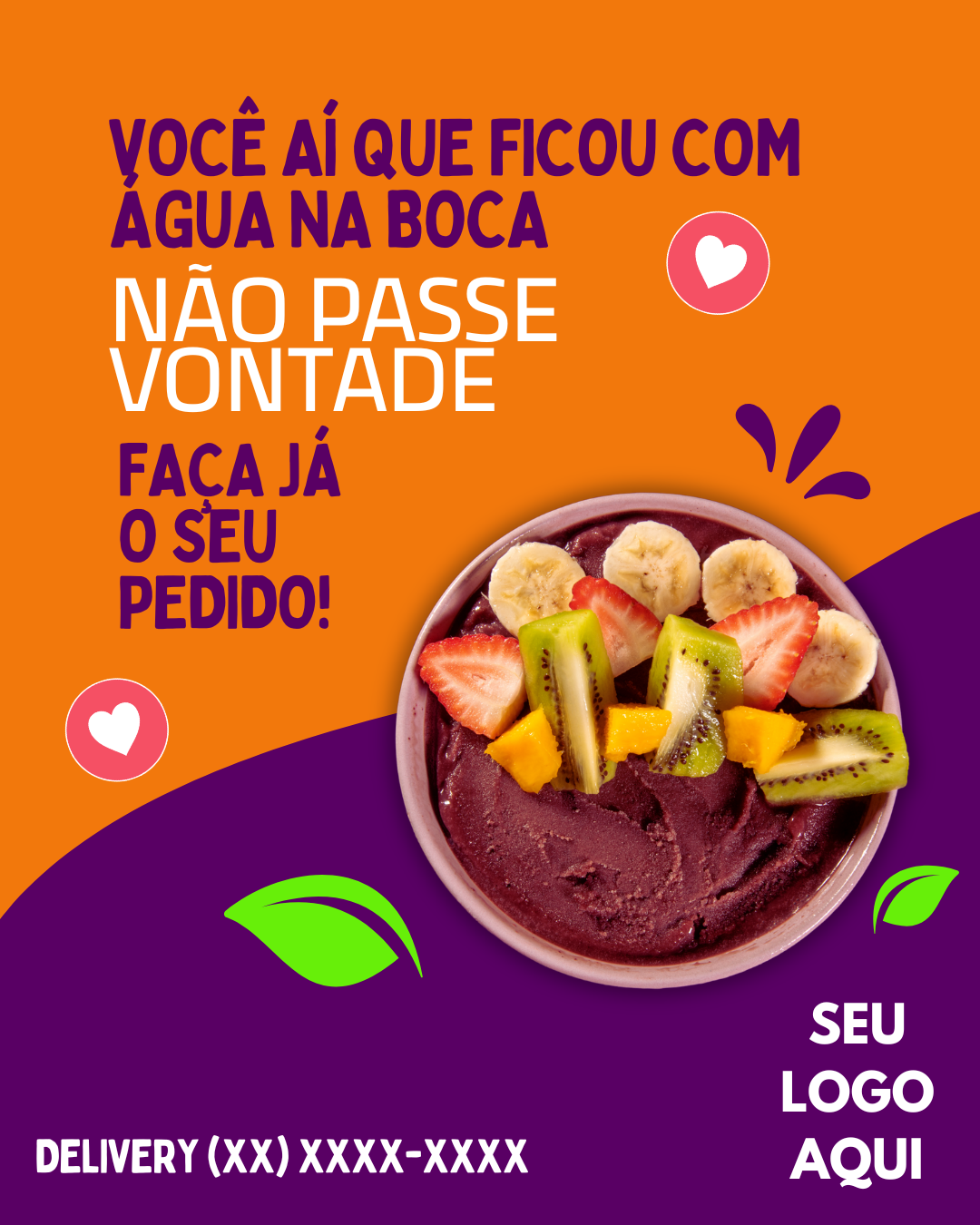 Arte para açaiteria - divulgação de promoção