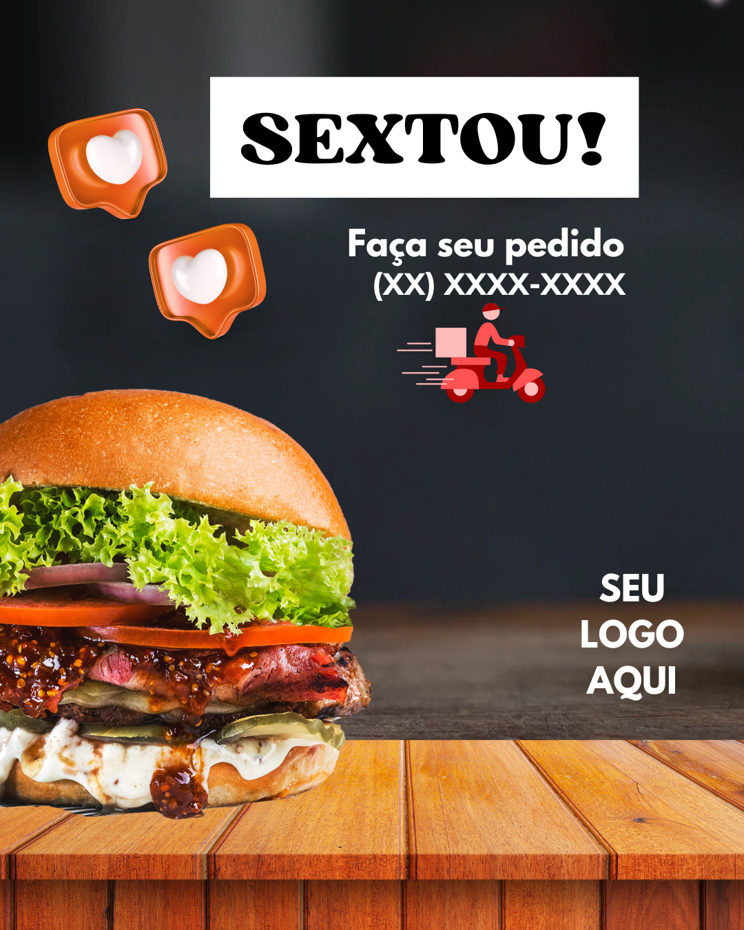 Arte para hamburgueria - Sextou, faça seu pedido