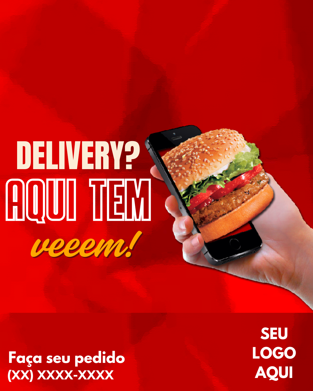Arte para hamburgueria - Delivery aqui tem vem