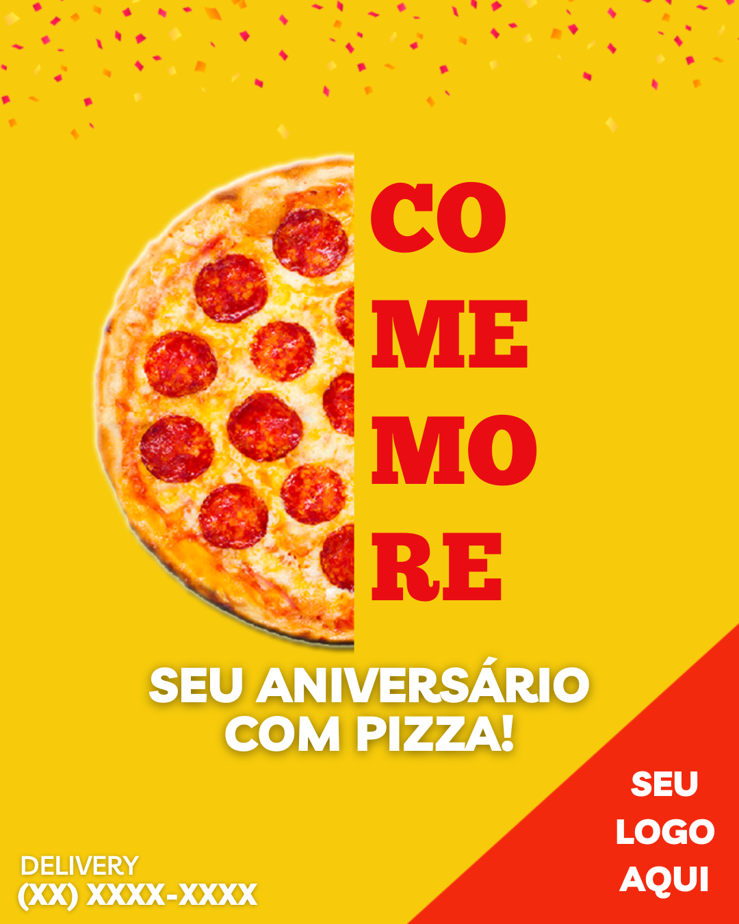 Arte para pizzaria - Comemore seu aniversário com pizza
