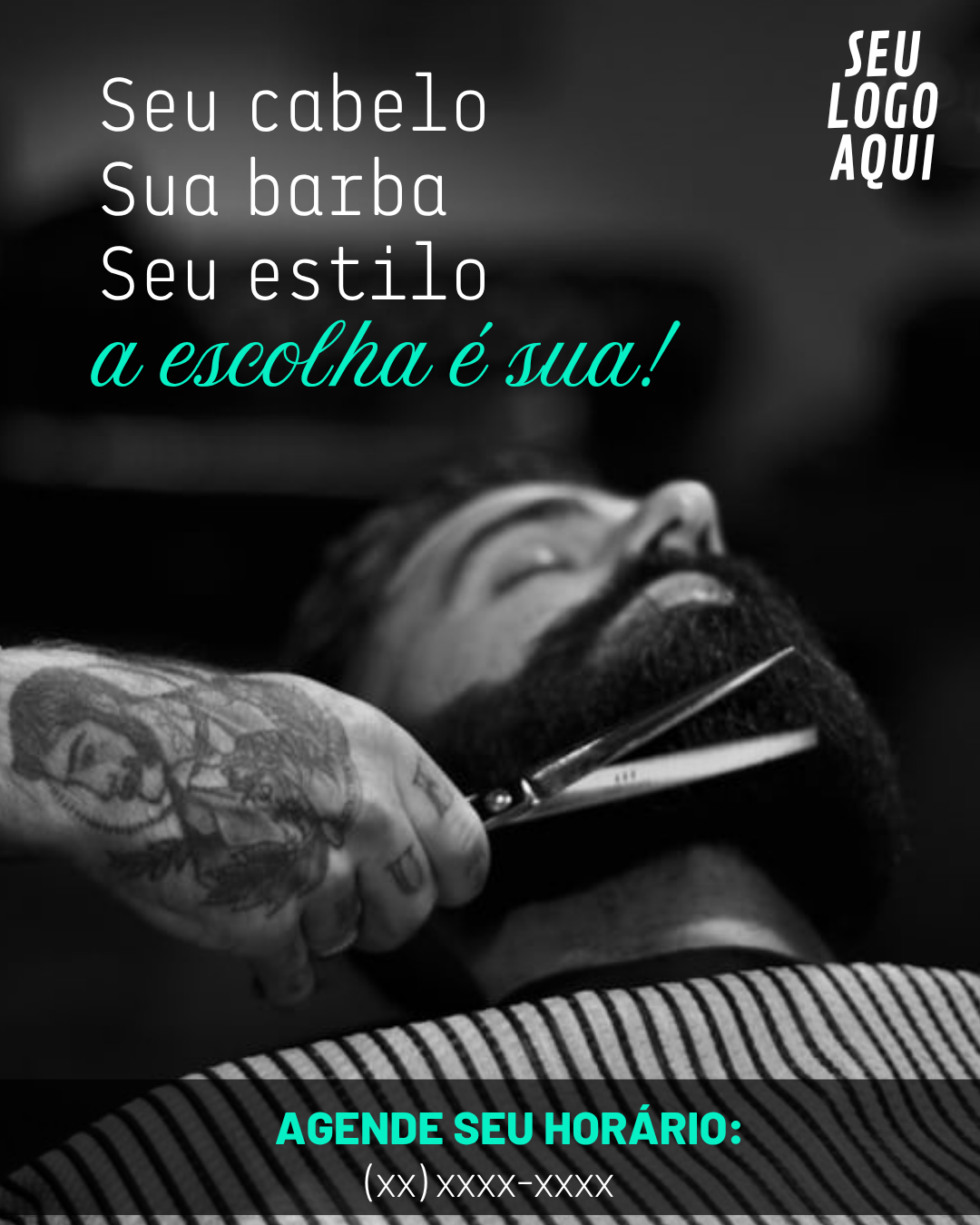 Arte para barbearia - Seu cabelo, sua barba, seu estilo