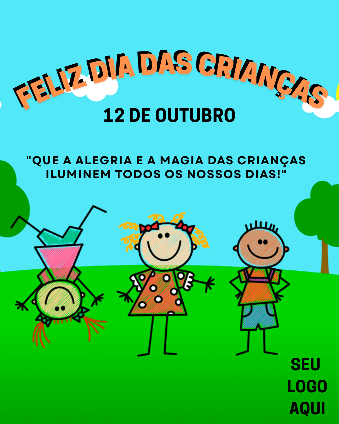 Arte para professoras - Feliz Dia das Crianças, 12 de outubro
